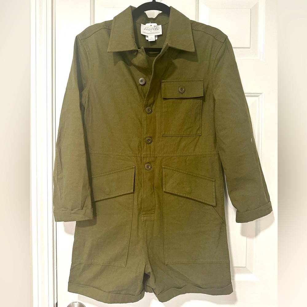 Anthropologie Military green jumpsuit
